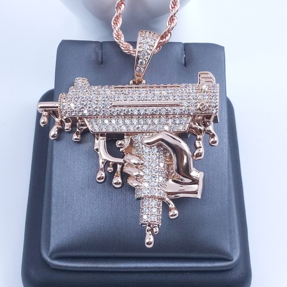 Icy Rose Uzi + 20" Rope Chain - Picture 8 of 8